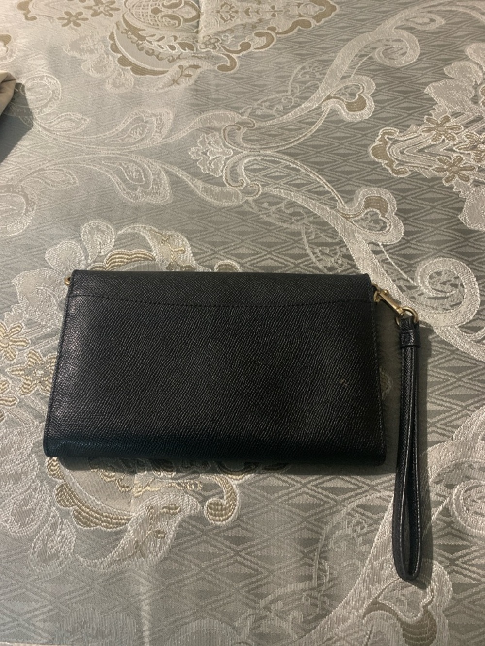 Coach Black Leather Wristlet/Crossbody with Gold Logo - Picture 2 of 7